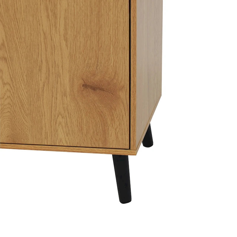 Buffet commode à 2 portes et tiroirs gris/naturel