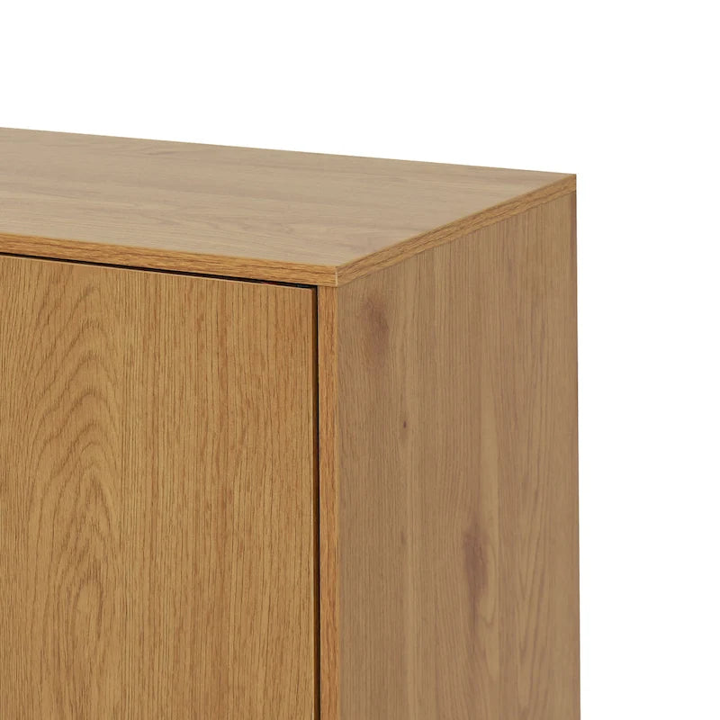 Buffet commode à 2 portes et tiroirs gris/naturel