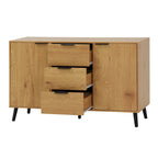 Buffet commode à 2 portes et tiroirs gris/naturel