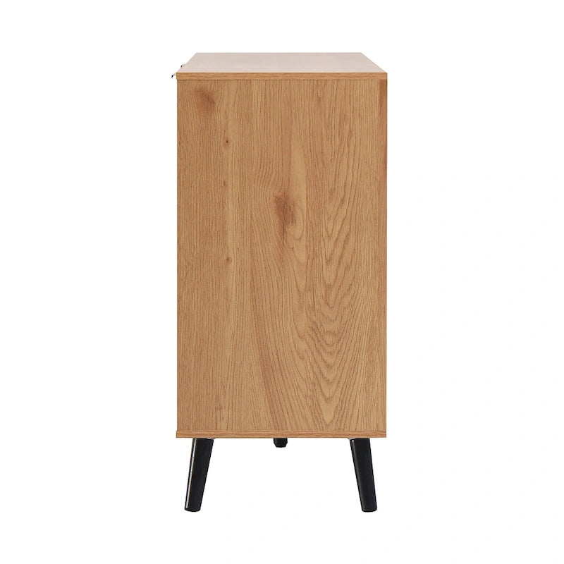 Buffet commode à 2 portes et tiroirs gris/naturel