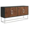Bahut Console Marron & Noir 4 Portes, 170 cm, Bois de Mangue