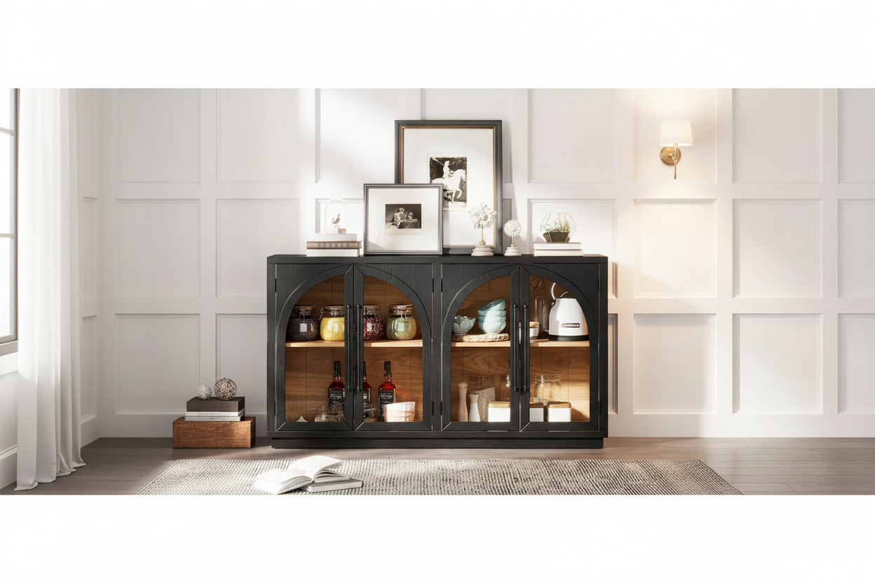 Retro 4-Door Large Storage Sideboard