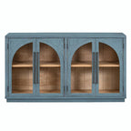 Bahut vitré rétro 4 portes bleu marine / noir