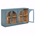 Bahut vitré rétro 4 portes bleu marine / noir