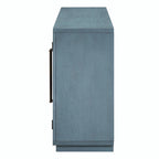 Bahut vitré rétro 4 portes bleu marine / noir
