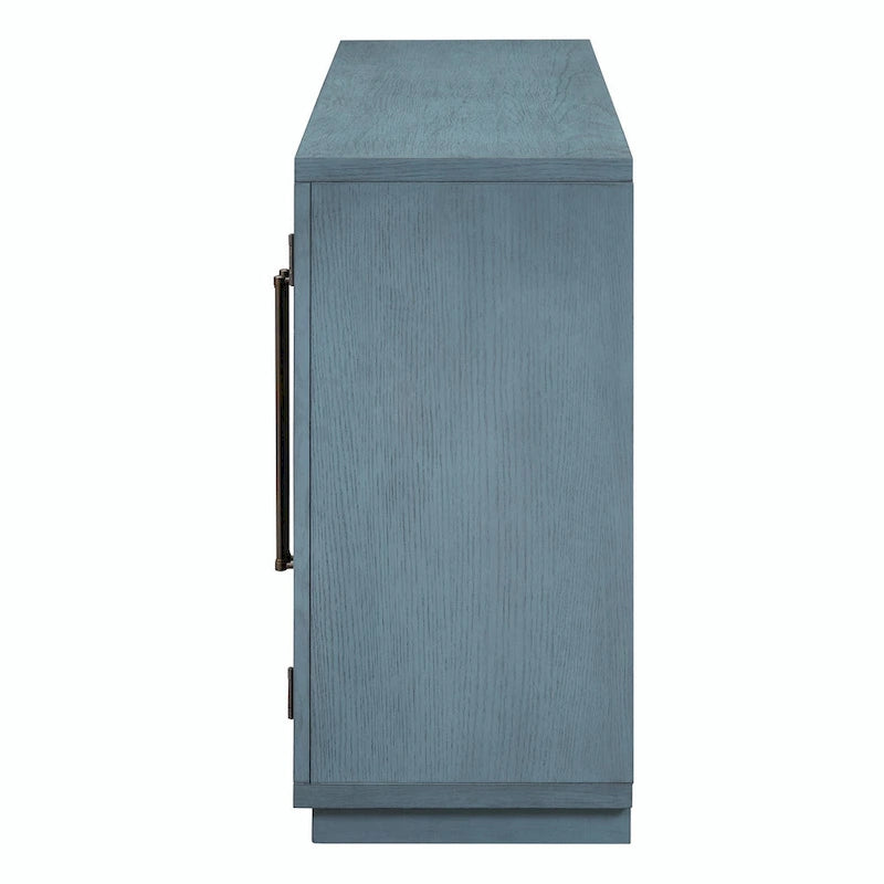 Bahut vitré rétro 4 portes bleu marine / noir