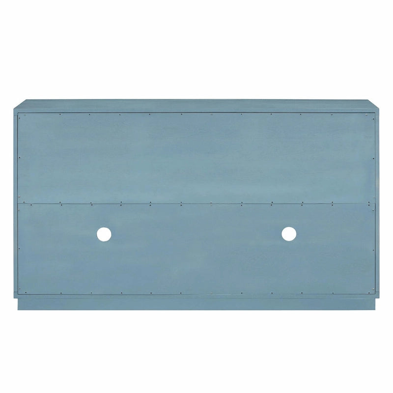 Bahut vitré rétro 4 portes bleu marine / noir