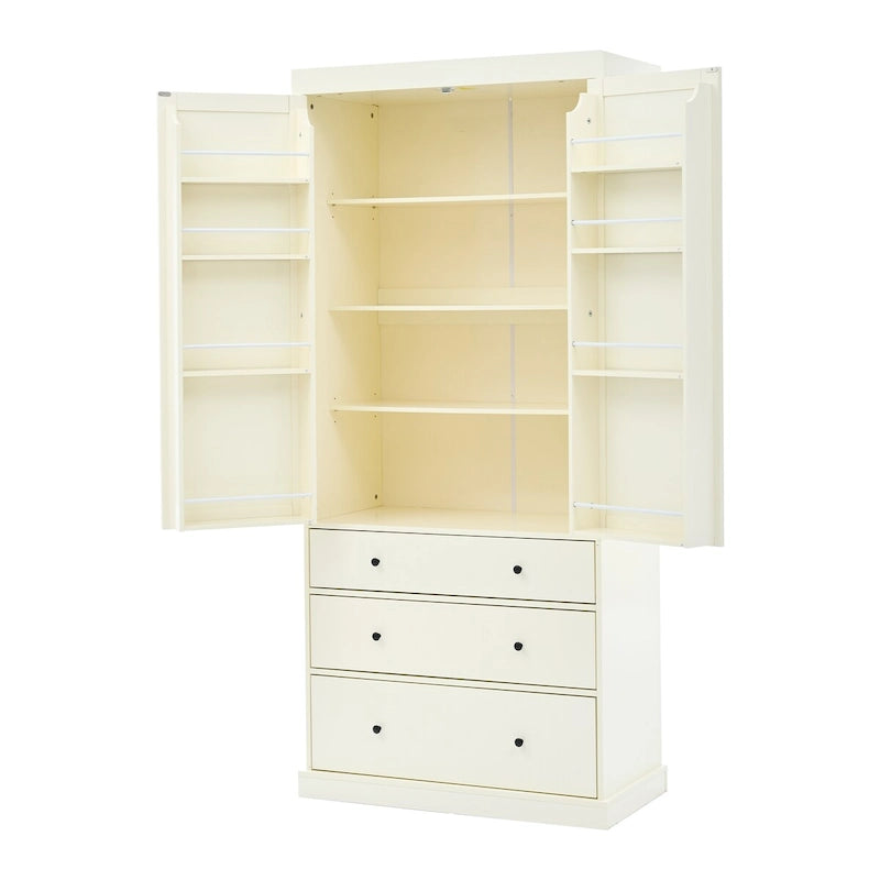 Garde-manger autoportant de cuisine de 195 cm – Gris / Crème / Blanc