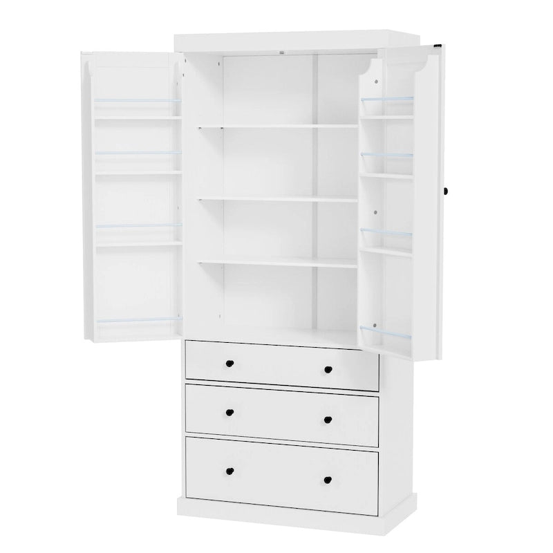 Garde-manger autoportant de cuisine de 195 cm – Gris / Crème / Blanc