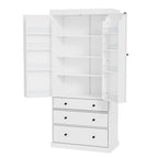 77inch Kitchen Pantry, Freestanding Tall Cupboard Storage Cabinet with 3 Adjustable Shelves,8 Door Shelves,3 Drawers for Kitchen