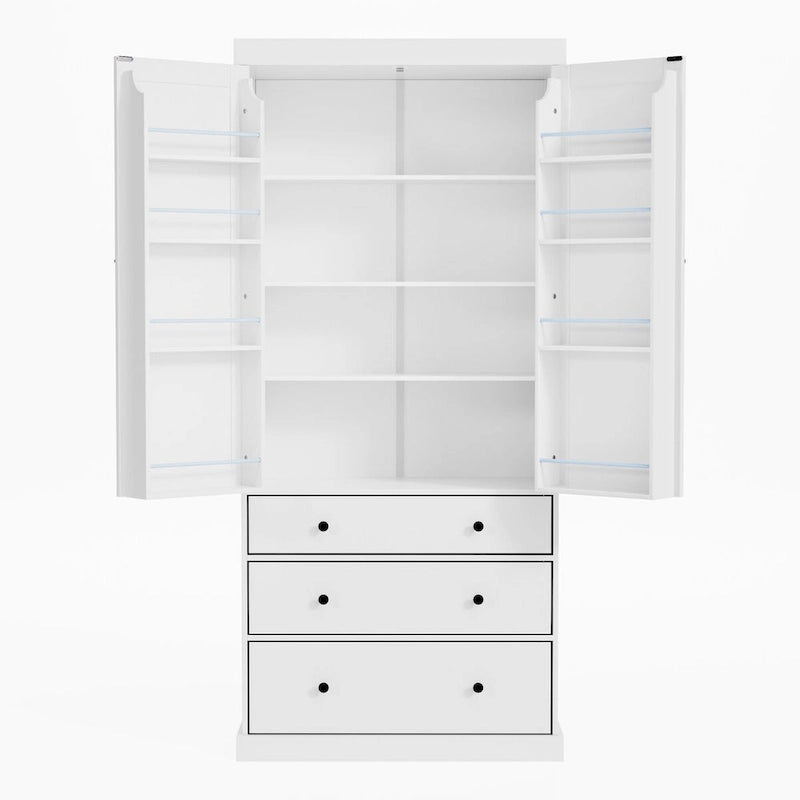 Garde-manger autoportant de cuisine de 195 cm – Gris / Crème / Blanc