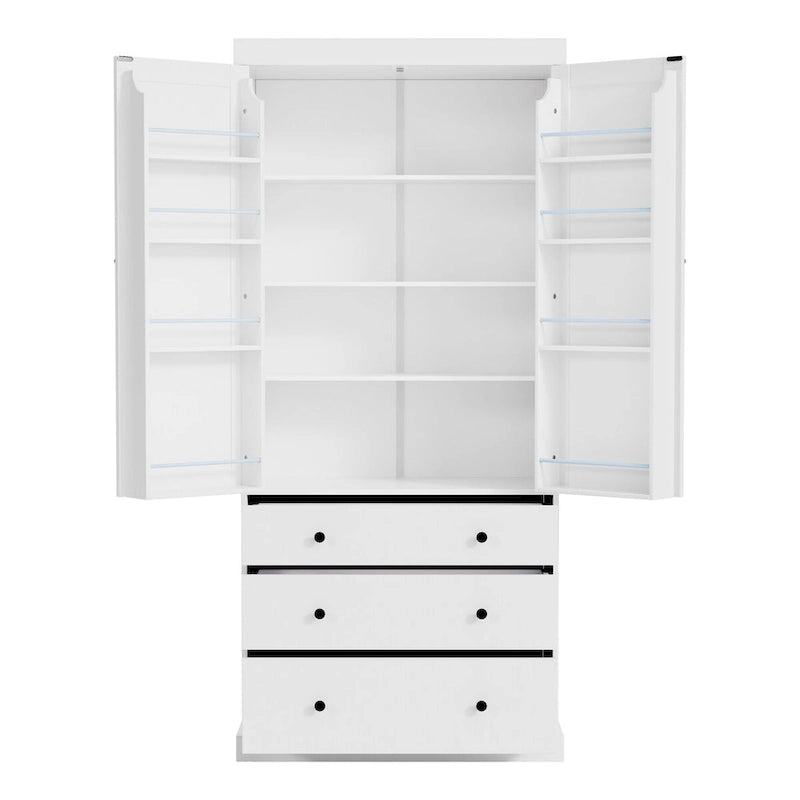 Garde-manger autoportant de cuisine de 195 cm – Gris / Crème / Blanc