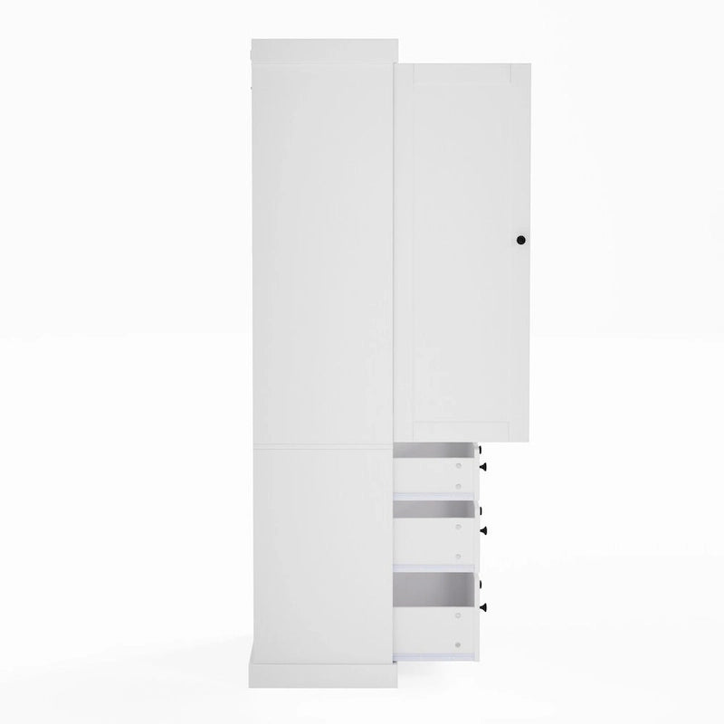 Garde-manger autoportant de cuisine de 195 cm – Gris / Crème / Blanc