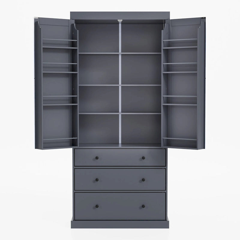 Garde-manger autoportant de cuisine de 195 cm – Gris / Crème / Blanc