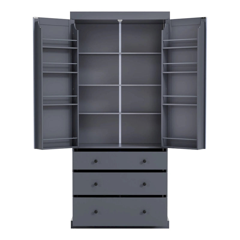 Garde-manger autoportant de cuisine de 195 cm – Gris / Crème / Blanc