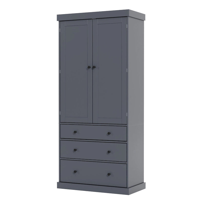 Garde-manger autoportant de cuisine de 195 cm – Gris / Crème / Blanc