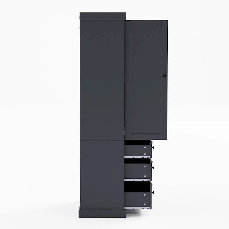 Garde-manger autoportant de cuisine de 195 cm – Gris / Crème / Blanc