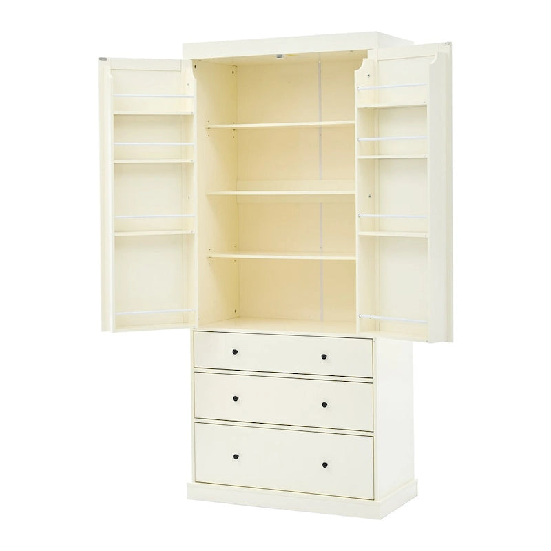 Garde-manger autoportant de cuisine de 195 cm – Gris / Crème / Blanc