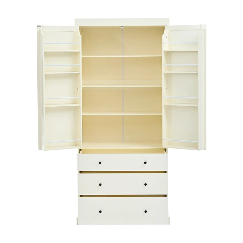 Garde-manger autoportant de cuisine de 195 cm – Gris / Crème / Blanc
