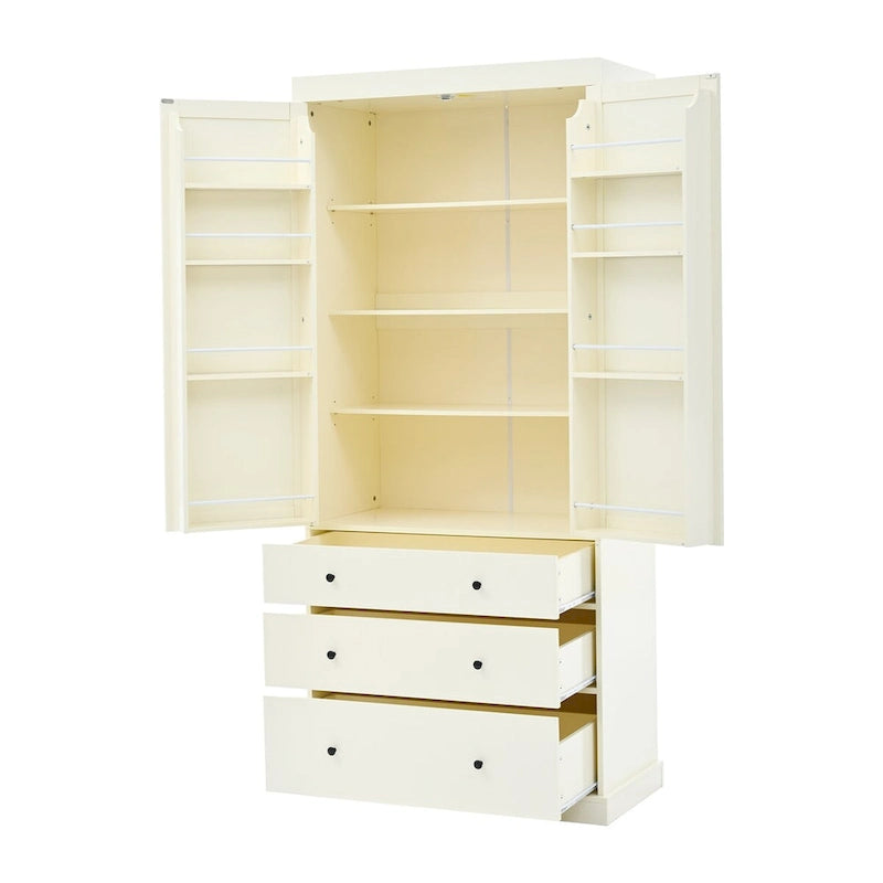 Garde-manger autoportant de cuisine de 195 cm – Gris / Crème / Blanc