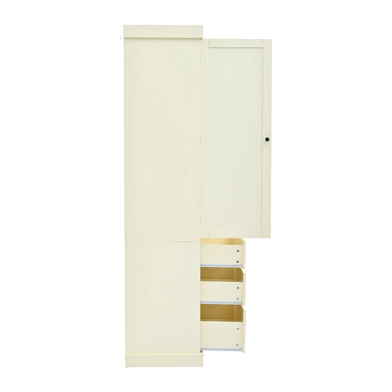 Garde-manger autoportant de cuisine de 195 cm – Gris / Crème / Blanc