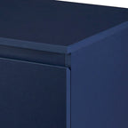Buffet deux portes bleu marine et noir avec pieds en métal doré