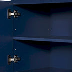 Buffet deux portes bleu marine et noir avec pieds en métal doré