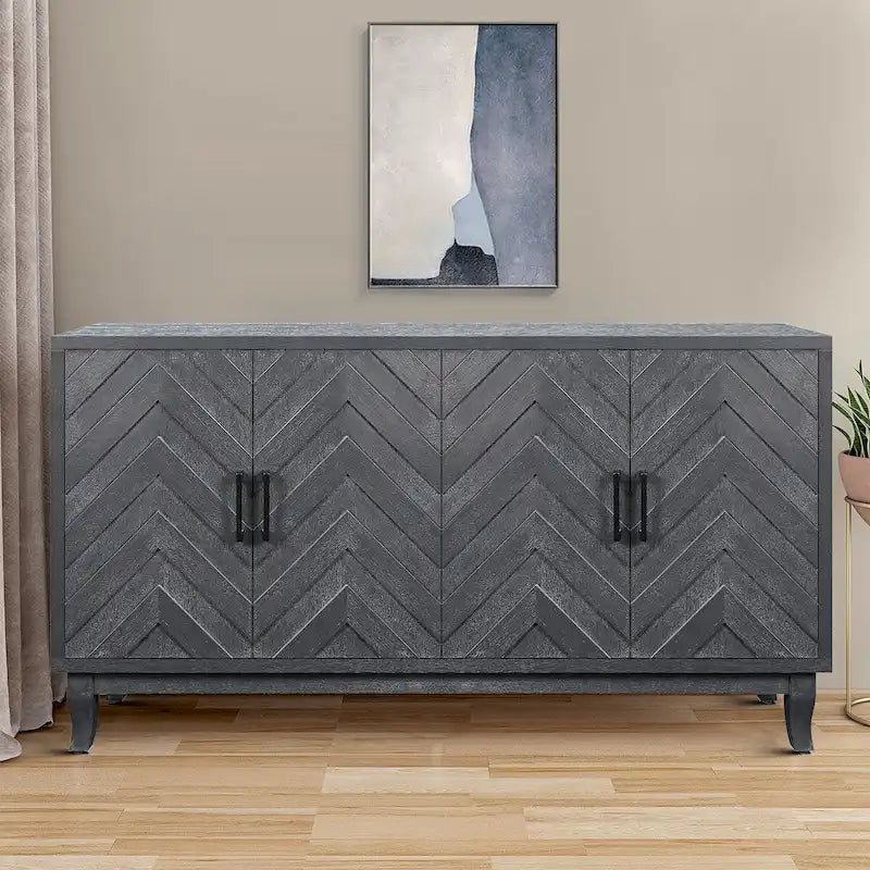 Buffet de salle à manger à deux portes en bois gris foncé antique