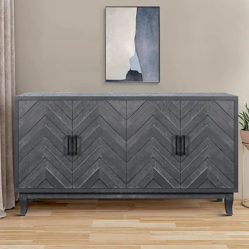 Buffet de salle à manger à deux portes en bois gris foncé antique