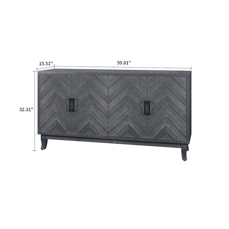 Buffet de salle à manger à deux portes en bois gris foncé antique