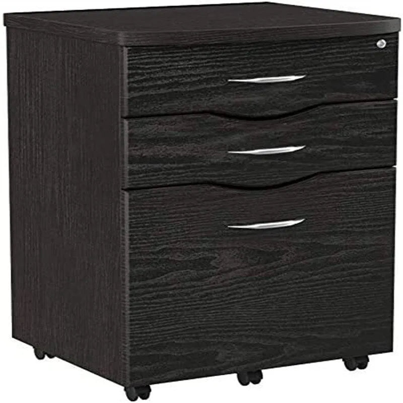 Meuble de classement roulant en bois espresso, 3 tiroirs, utilisateur unique