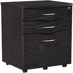 Meuble de classement roulant en bois espresso, 3 tiroirs, utilisateur unique