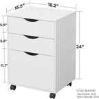 Meuble de classement roulant 3 tiroirs finition bois blanc