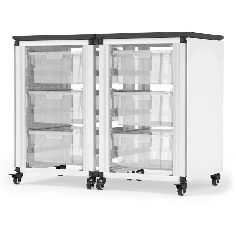 Meuble de rangement modulaire blanc/noir – 6 bacs, 2 modules