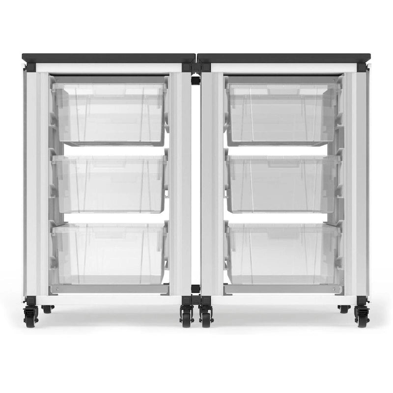 Meuble de rangement modulaire blanc/noir – 6 bacs, 2 modules