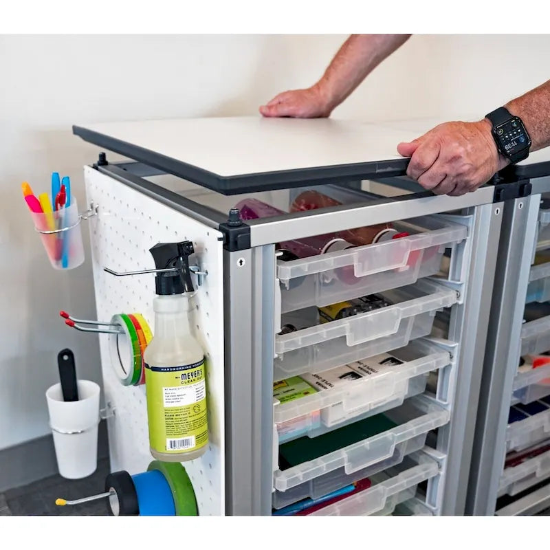 Meuble de rangement modulaire blanc/noir – 6 bacs, 2 modules