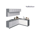 Ensemble d'armoires de cuisine modernes blanc mat, 2,74 m de large, pour 1 à 2 personnes