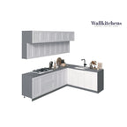 Ensemble d'armoires de cuisine modernes blanc mat, 2,74 m de large, pour 1 à 2 personnes