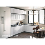 Ensemble d'armoires de cuisine modernes blanc mat, 2,74 m de large, pour 1 à 2 personnes