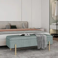 Banc de rangement chenille vert avec pieds dorés, 1 place
