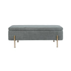 Banc de rangement chenille vert avec pieds dorés, 1 place