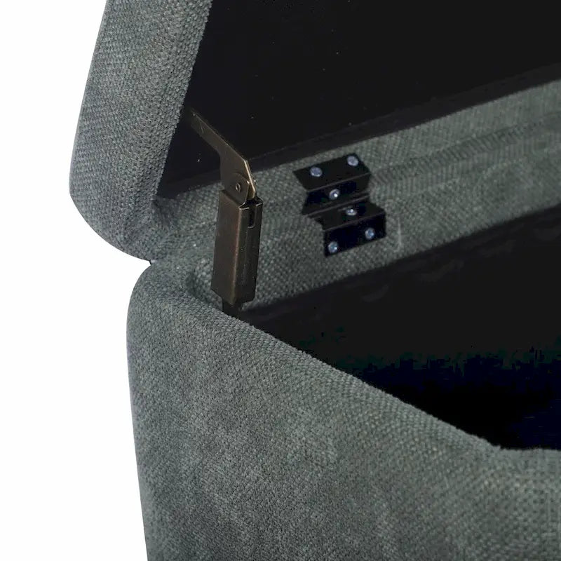 Banc de rangement chenille vert avec pieds dorés, 1 place