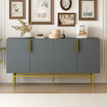 Buffet 4 portes gris / noir / blanc avec poignées en métal doré – Meuble simple