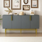 Buffet 4 portes gris / noir / blanc avec poignées en métal doré – Meuble simple