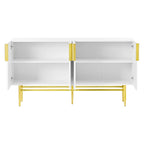 Buffet 4 portes gris / noir / blanc avec poignées en métal doré – Meuble simple