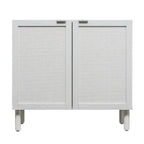 Meuble de rangement 2 portes en rotin blanc