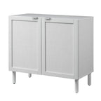 Meuble de rangement 2 portes en rotin blanc