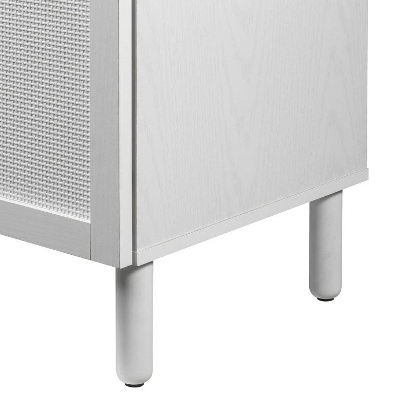 Meuble de rangement 2 portes en rotin blanc