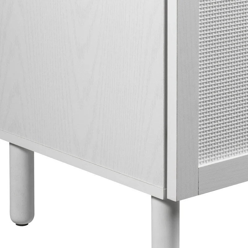 Meuble de rangement 2 portes en rotin blanc