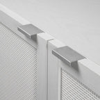 Meuble de rangement 2 portes en rotin blanc